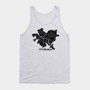 Pittsburgh Neighborhoods Map Simple Distressed Tank Top